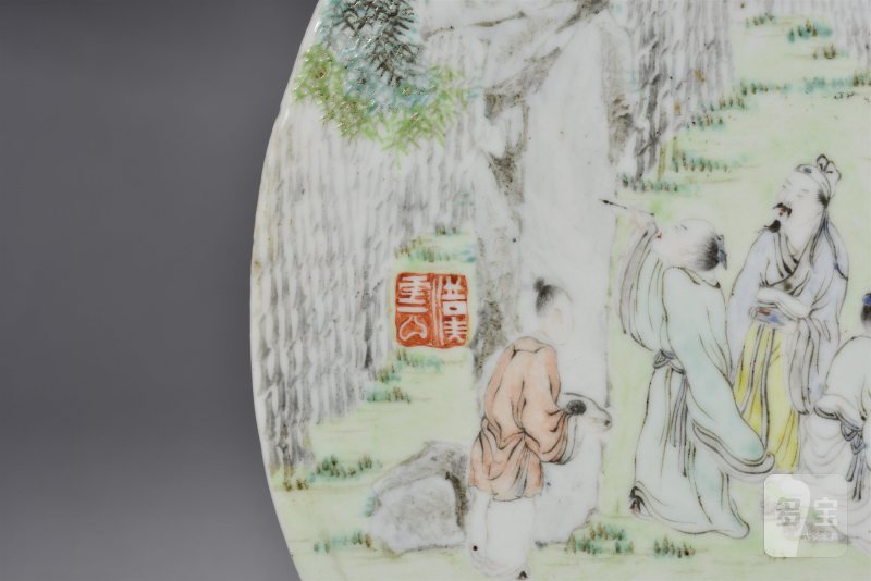 清光绪 汪章「竹林七贤」瓷板 - 图6